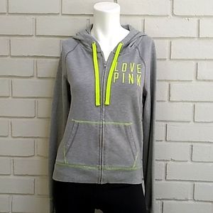 PINK Victoria Secret Gray/Yellow Zip Up Jacket. Size XS